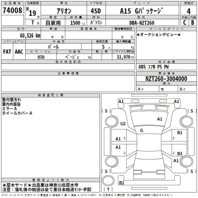 Toyota ALLION  с аукциона в Японии
