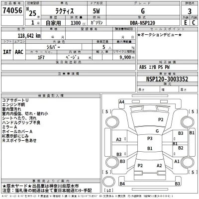 Toyota RACTIS  с аукциона в Японии