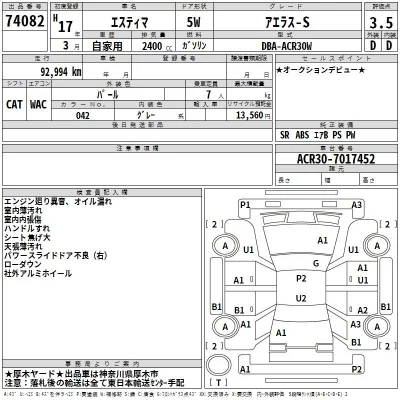 Toyota ESTIMA  с аукциона в Японии