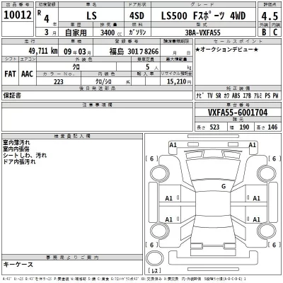 Lexus LS  с аукциона в Японии