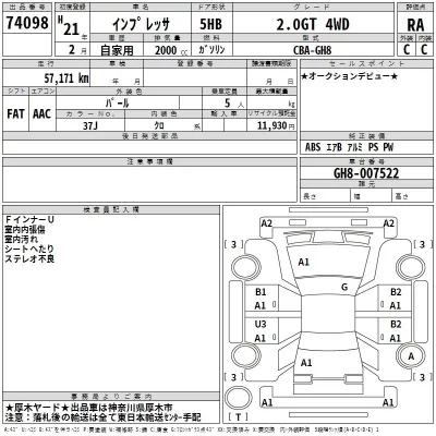 Subaru IMPREZA  с аукциона в Японии