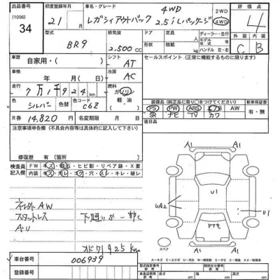 Subaru LEGACY OUTBACK  с аукциона в Японии