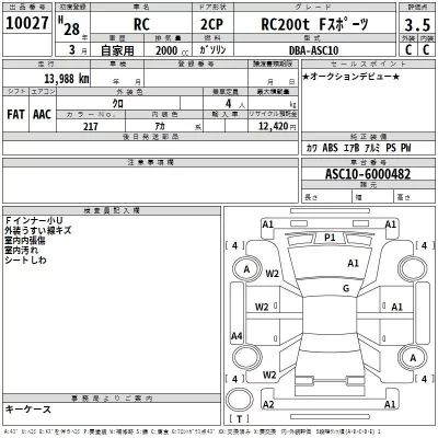 Lexus RC  с аукциона в Японии