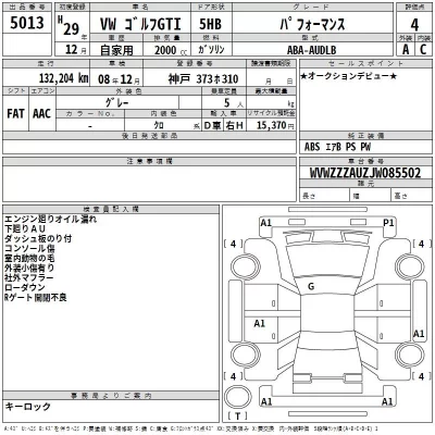 Volkswagen GOLF  с аукциона в Японии
