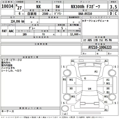 Lexus NX  с аукциона в Японии