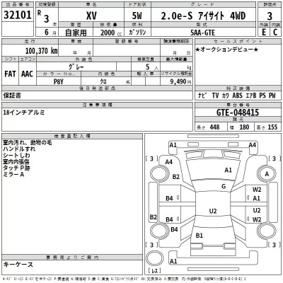 Subaru XV  с аукциона в Японии