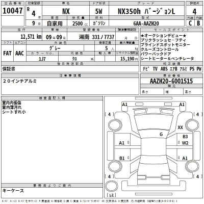 Lexus NX  с аукциона в Японии