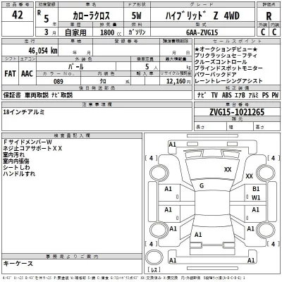 Toyota COROLLA CROSS  с аукциона в Японии