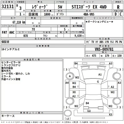 Subaru LEVORG  с аукциона в Японии