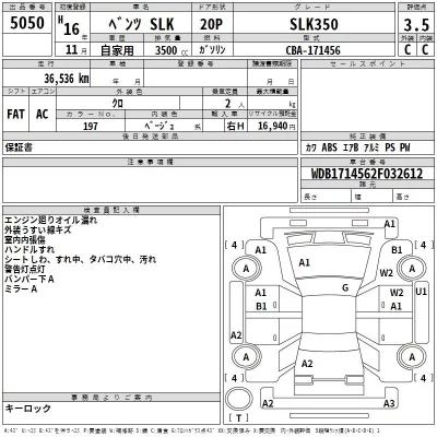 Mercedes-Benz SLK CLASS  с аукциона в Японии