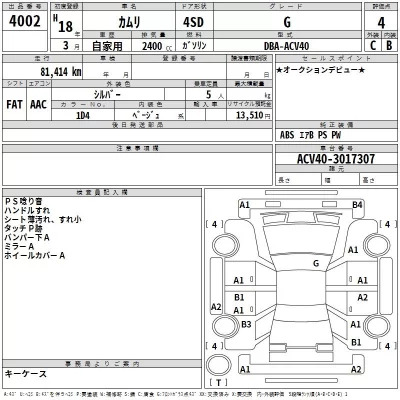 Toyota CAMRY  с аукциона в Японии