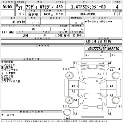 Audi A3  с аукциона в Японии
