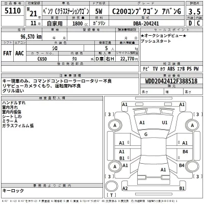 Mercedes-Benz C CLASS WAGON  с аукциона в Японии