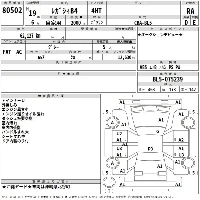 Subaru LEGACY B4  с аукциона в Японии