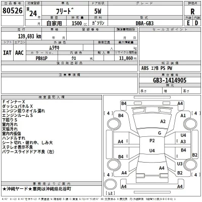 Honda FREED  с аукциона в Японии