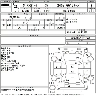Toyota VANGUARD  с аукциона в Японии