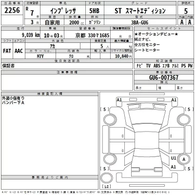 Subaru IMPREZA  с аукциона в Японии