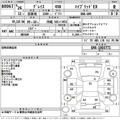 Honda GRACE  с аукциона в Японии