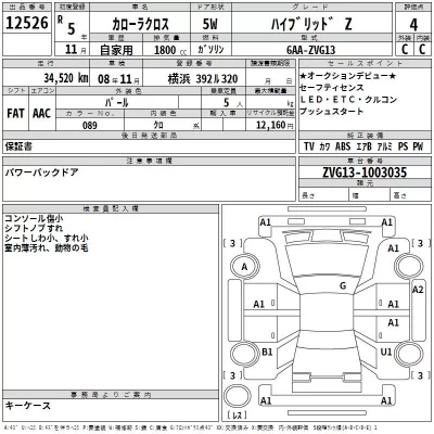 Toyota COROLLA CROSS  с аукциона в Японии