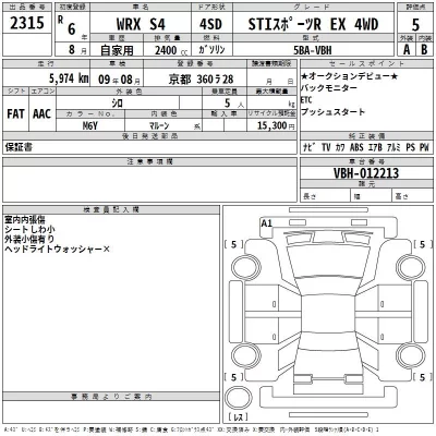 Subaru WRX  с аукциона в Японии