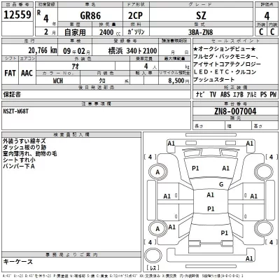 Toyota 86  с аукциона в Японии