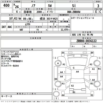 Toyota NOAH  с аукциона в Японии