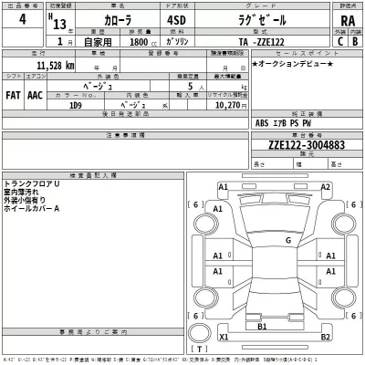 Toyota COROLLA  с аукциона в Японии