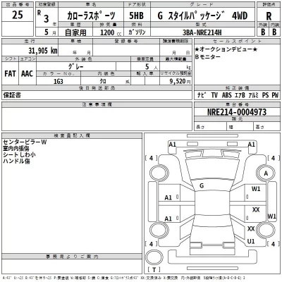 Toyota COROLLA SPORT  с аукциона в Японии