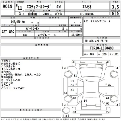 Toyota ESTIMA  с аукциона в Японии
