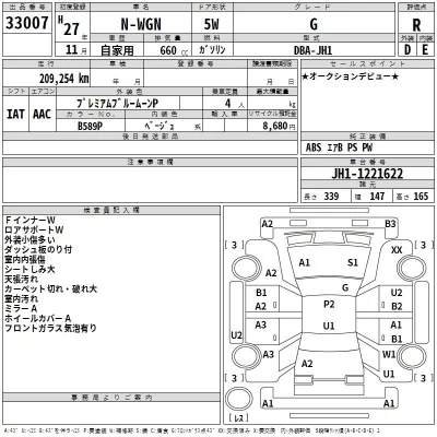 Honda N WGN  с аукциона в Японии