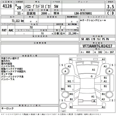 Citroen GRAND C4  с аукциона в Японии