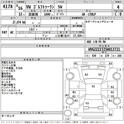 Volkswagen GOLF TOURAN  с аукциона в Японии