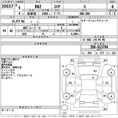 Subaru BRZ  с аукциона в Японии