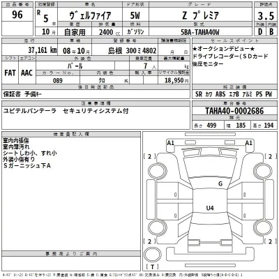 Toyota VELLFIRE  с аукциона в Японии