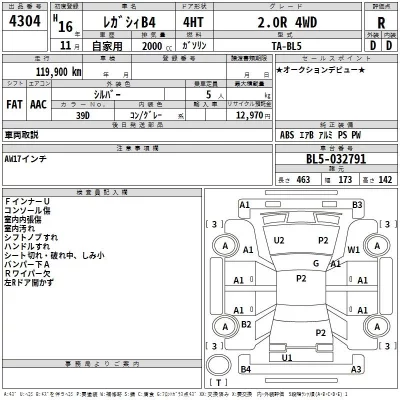 Subaru LEGACY B4  с аукциона в Японии