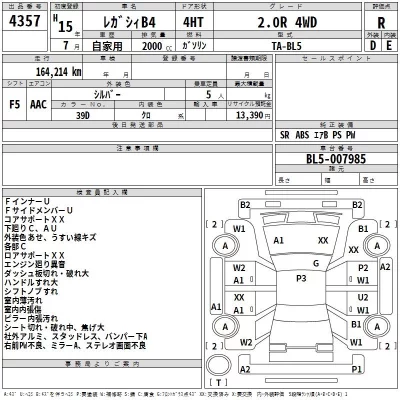 Subaru LEGACY B4  с аукциона в Японии