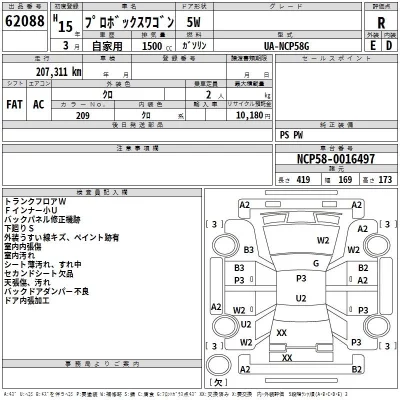 Toyota PROBOX  с аукциона в Японии