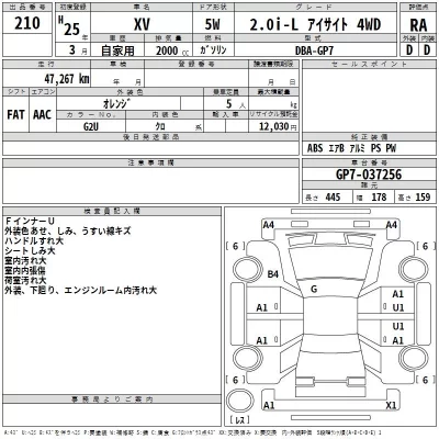 Subaru XV  с аукциона в Японии