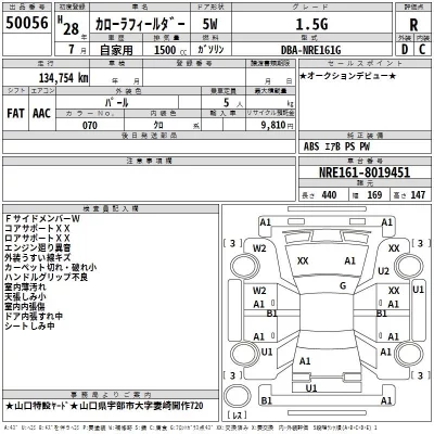 Toyota COROLLA FIELDER  с аукциона в Японии