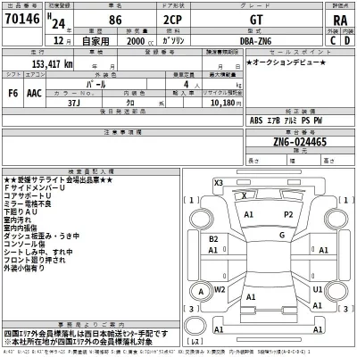 Toyota 86  с аукциона в Японии