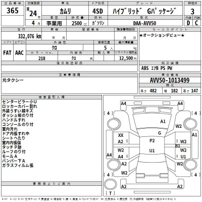 Toyota CAMRY  с аукциона в Японии