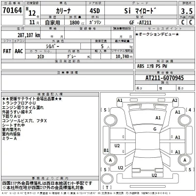 Toyota CARINA  с аукциона в Японии