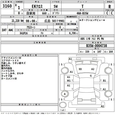 Mitsubishi EK X  с аукциона в Японии
