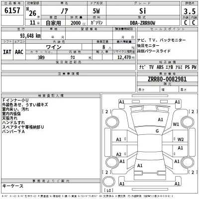 Toyota NOAH  с аукциона в Японии