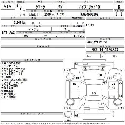 Toyota SIENTA  с аукциона в Японии