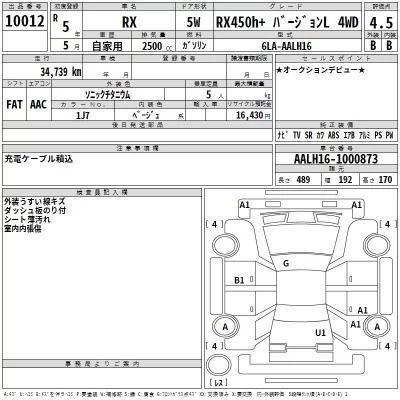 Lexus RX  с аукциона в Японии