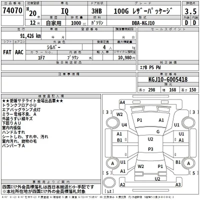 Toyota IQ  с аукциона в Японии
