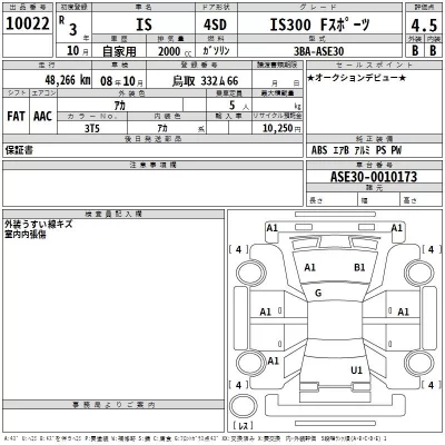 Lexus IS  с аукциона в Японии