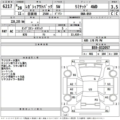Subaru LEGACY OUTBACK  с аукциона в Японии