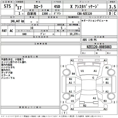 Toyota COROLLA  с аукциона в Японии